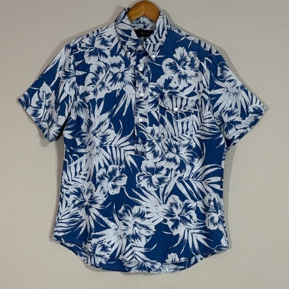 Ralph Lauren Other - Ralph Lauren Blue White Tropical Floral Linen Short Sleeve Button Up Shirt M